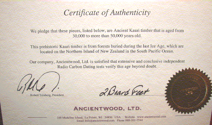 kauri certificate